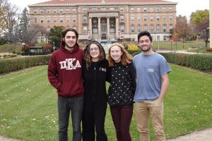 The Green Greeks team at the Office of Sustainability (L-R): Jackson Webster, Jacqueline Olson, Natalie Brunner, Cordell Murphy.