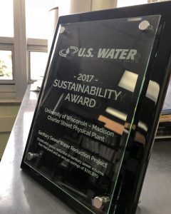 Award plaque presented by U.S. Water. Photo by Nathan Jandl.