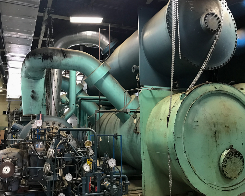 A massive chiller unit at Charter Street Heating & Cooling Plant. Photo by Nathan Jandl.