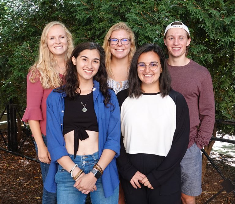 Fall 2019 Green Labs Interns. From L-R Meg DiPoto, Norma Behrend-Martinez, Marina Steiner, Sanauz Alaei, Riley Collins.