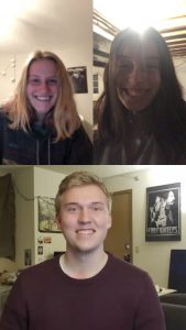 The Backyardigans, co-winners of Earth Week Trivia, who are Natalie Tinsen, Brandon Hungelman-Skiba, and Jenna Cooper