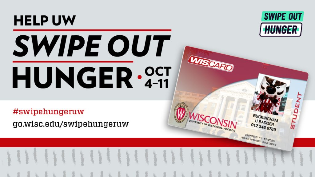 Advertisement for Swipe Out Hunger campaign featuring WiscCard