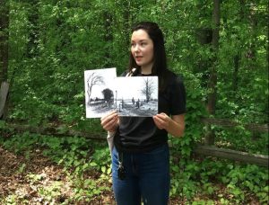 Lauren Graves stands in front of the Leopold Shack and Farm