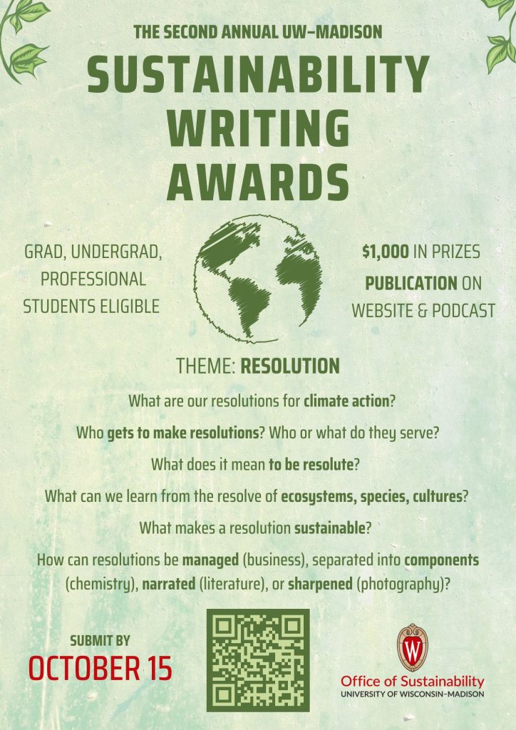 Poster for the Sustainability Writing Awards